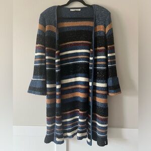 Boston Proper Blue Striped Long Line Duster Cardigan Size Large